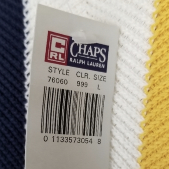Ralph Lauren X Chaps Sweater Crest Crew Horizontal Stripe Multi Color Cotton NWT - Picture 9 of 11